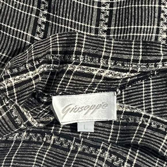 Vintage Giuseppe Women Black Striped Long Sleeve Open Neck Shirt Size Large - Picture 5 of 7